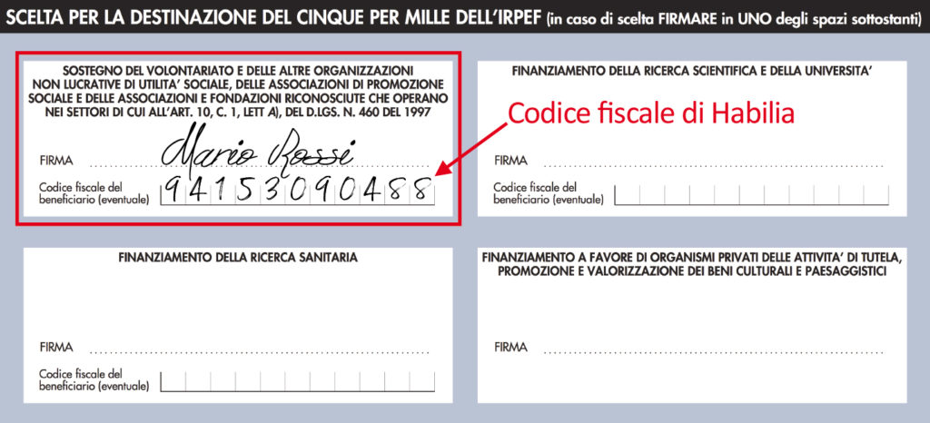 Fac simile modulo per destinazione del 5x1000