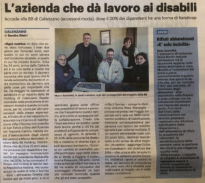 articolo della Nazione sull'azienda BB che assume disabili